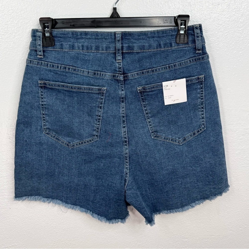 Vigoss High Rise Denim Ace Shorts Womens Size 7/28 Medium Wash Rhinestones - Picture 2 of 10